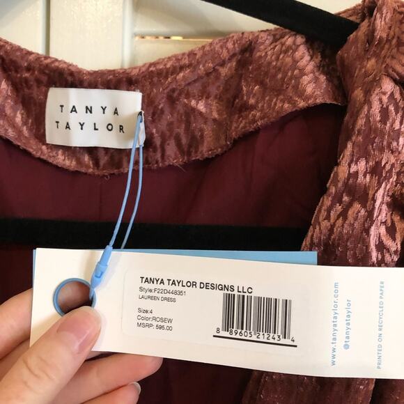 NWT Tanya Taylor Laureen Pink Velvet Maxi Dress - Picture 8 of 8